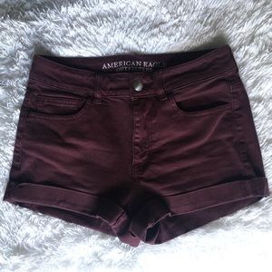 American Eagle Maroon Hi-Rise Shortie
